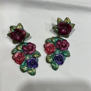 𝅺vintage flower costume jewelry earrings Y2K 90s style